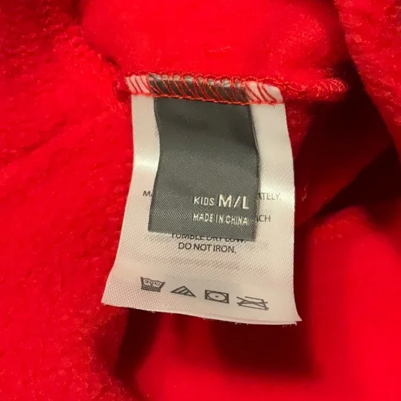 EDDIE BAUER sz M/L Hats Kids Fleece Winter 2 Piece Set Red Black NWT - Picture 2 of 7